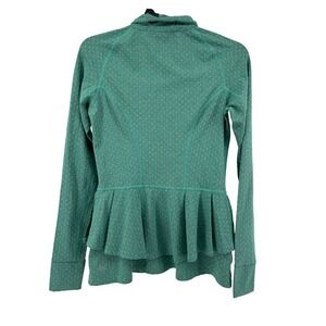 Anthropologie PURE + GOOD Green Dotted Peplum Zip Up‎ Athletic Jacket Women's XS